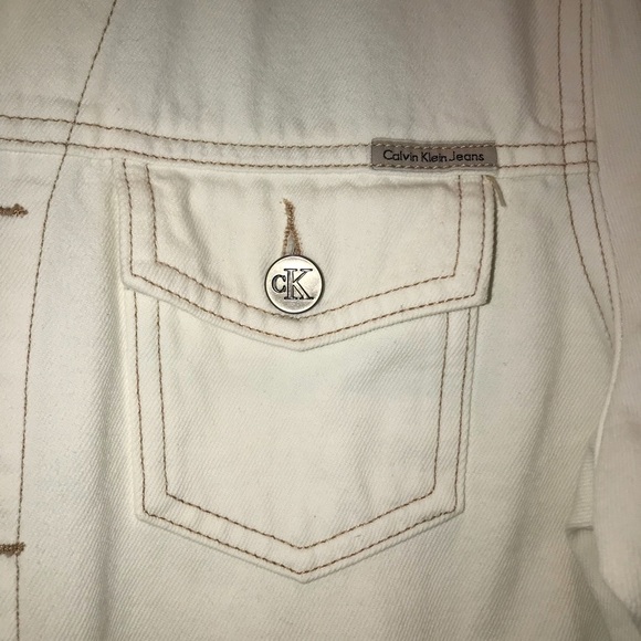 Calvin Klein Off White Size M Jeans Jacket. - Picture 4 of 8